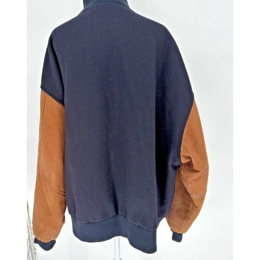 Cabela's Jacket Mens 2XL Blue Wool Leather Varsity Snap Outdoor Canada Hunting - Picture 4 of 16